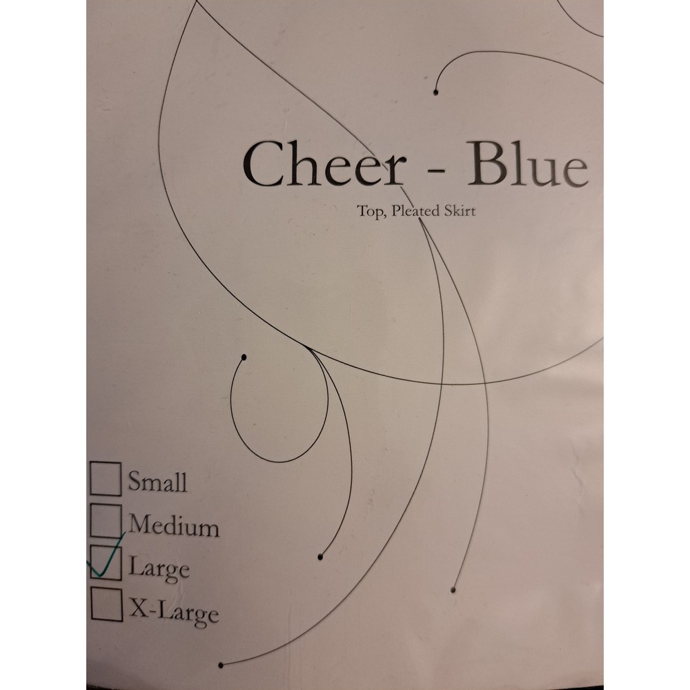 Underwraps Cheer Blue Cheerleader Costume Set Top Pleated Skirt Large 29844 - Picture 4 of 6